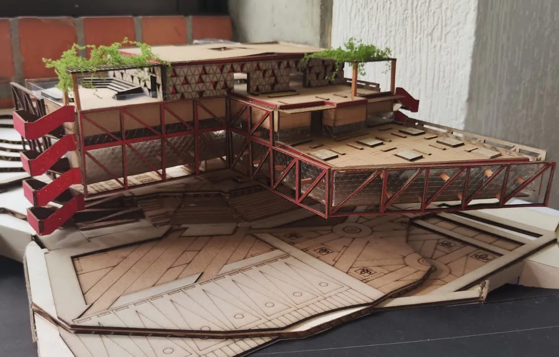 Planta del museo y su relación con el espacio público propuesto.